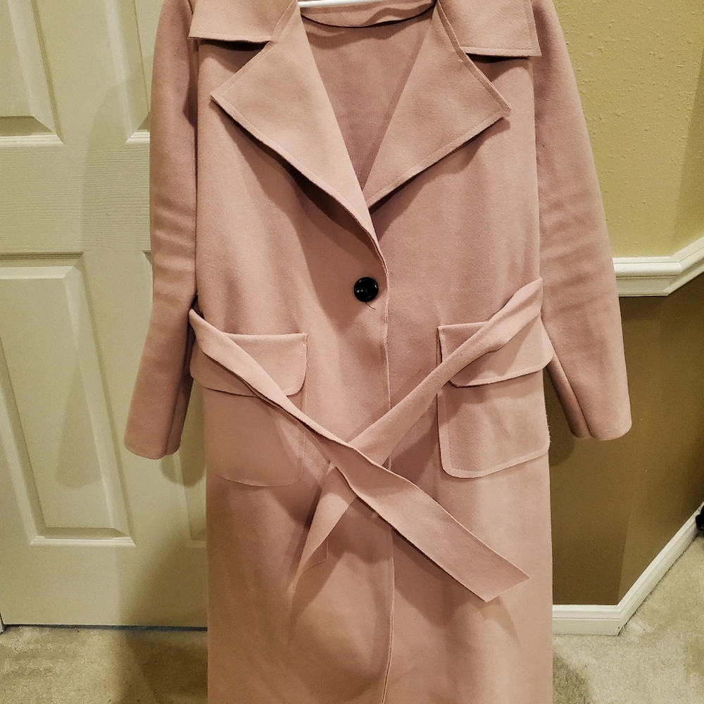 Solid One Button Overcoat With Pockets. - image 2